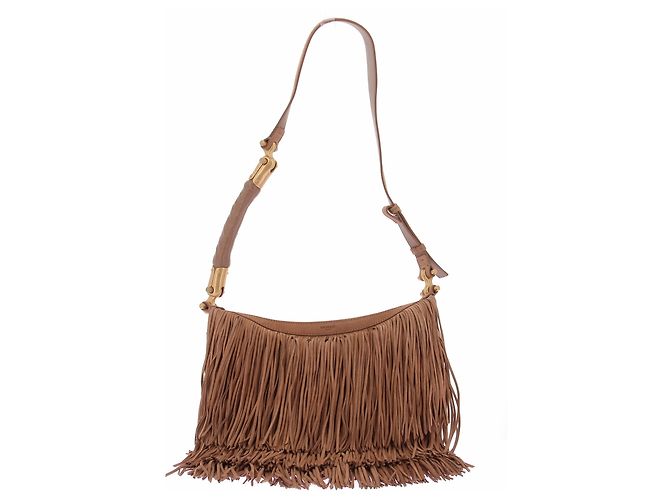 Balmain Sac Ebène à franges en cuir