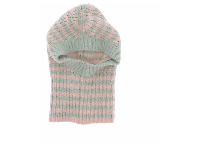 Autre Marque Balaclava de alpaca com riscas rosa e verde