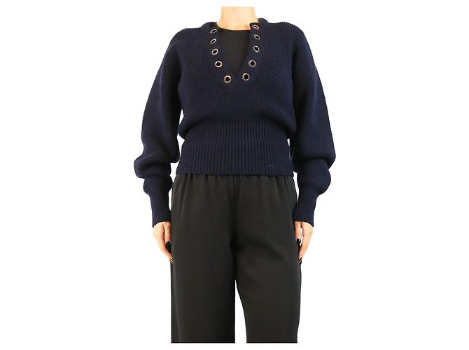 Isabel Marant Strickpullover mit Lochmuster in Marineblau - size UK 10