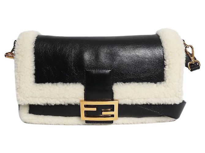 Fendi Borsa baguette in shearling nera