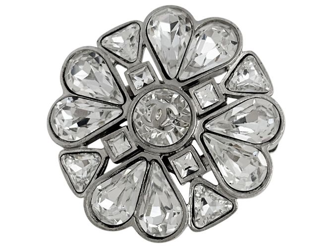 Chanel Brosche versilbert mit Strass