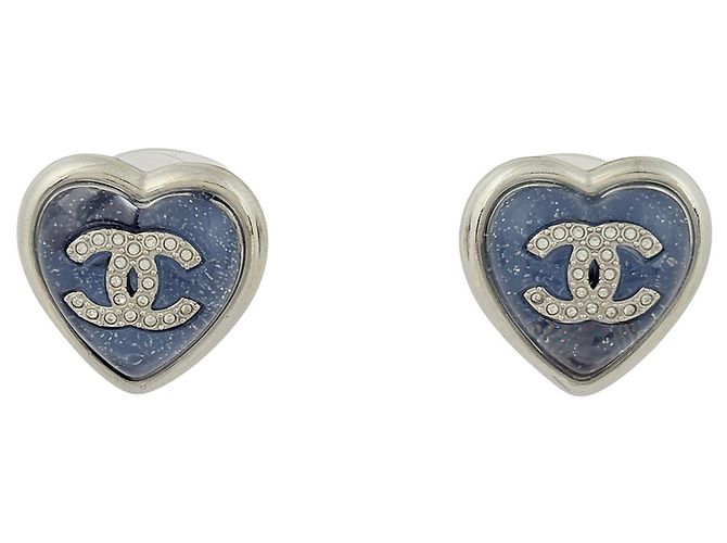 Orecchini a lobo Chanel Blu e Argento