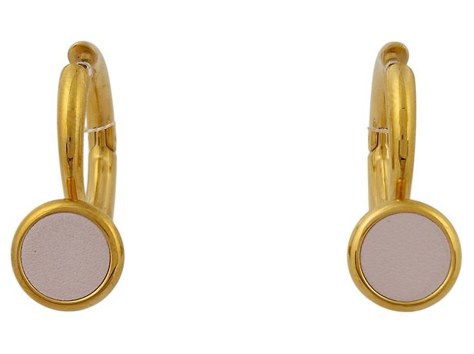 Hermès Orecchini a lobo Hermes in pelle oro e rosa