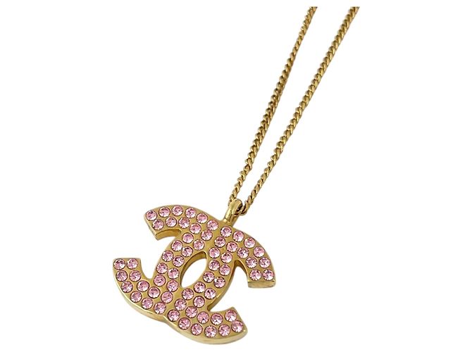 Colar Chanel dourado e rosa