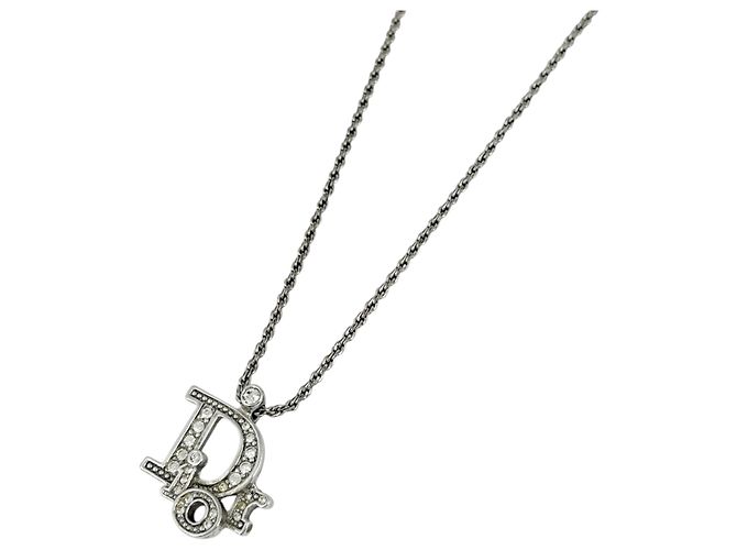 Collar Christian Dior de strass plateado