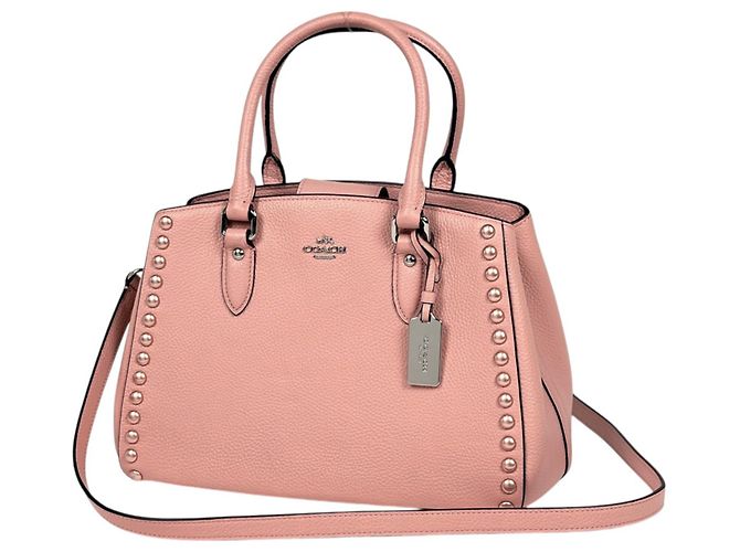 Bolsa Coach em couro rosa