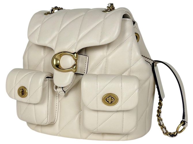 Coach Tabby Leather Backpack in Chalk