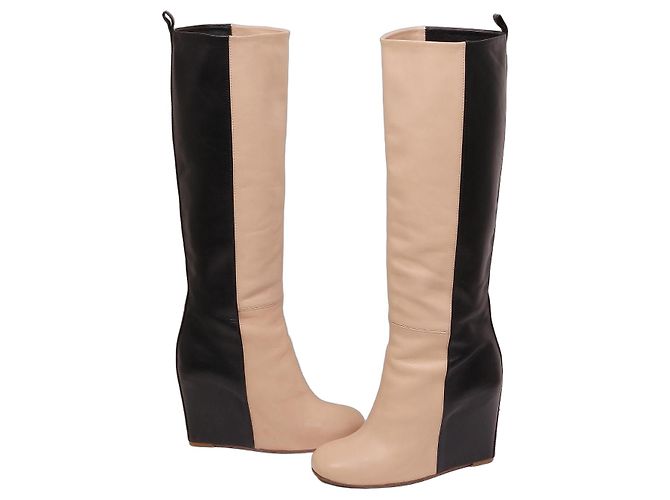 Céline Celine Phoebe Philo Bicolor Leder Keilabsatzstiefel
