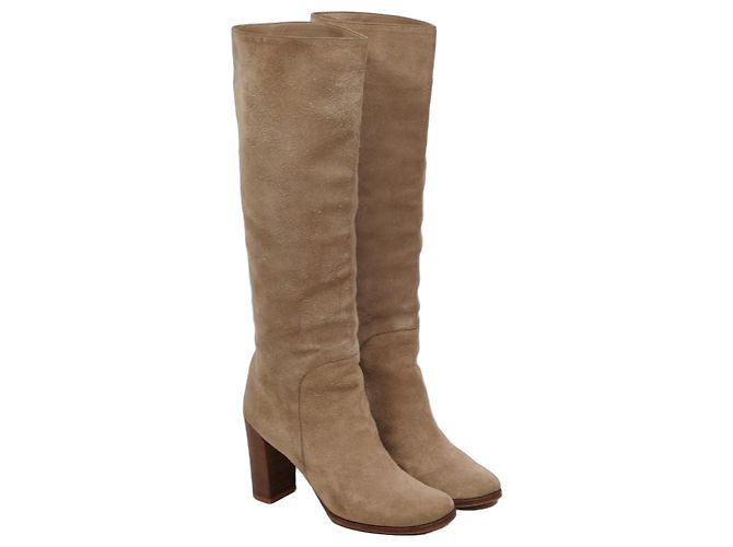 Céline Celine Bottes hautes en daim gris