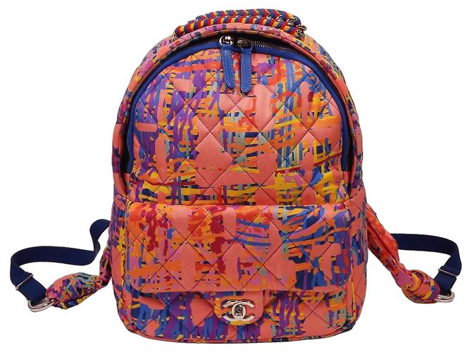 Chanel Runway Multicolor Quilted Fabric Backpack