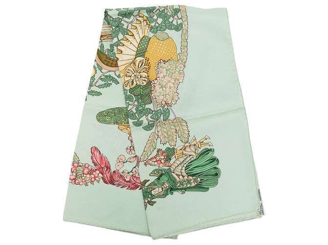 Lenço de seda Hermès Green Chapeau 90