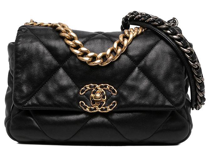Chanel Black Medium Lambskin 19 Flap