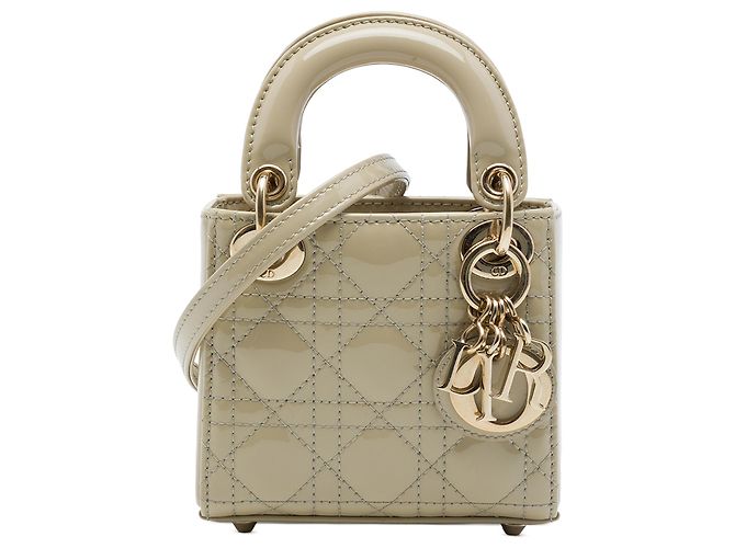 Dior Beige Micro Patent Cannage Lady Dior