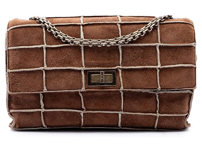 Chanel Brown Identification Suede Patchwork Reissue 2.55 Flap