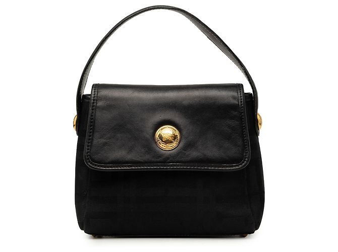 Borsa Burberry in nylon e pelle con check tonale nero