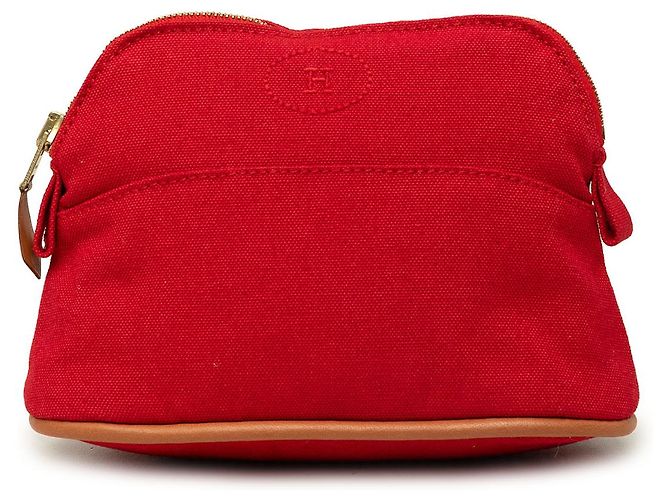 Hermès Mini Bolide Canvas Pouch Rot