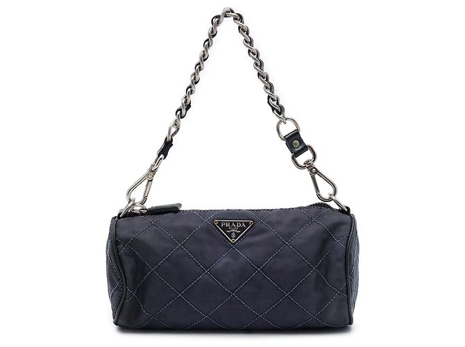 Pochette Barrel Prada in Tessuto Blue Impuntu