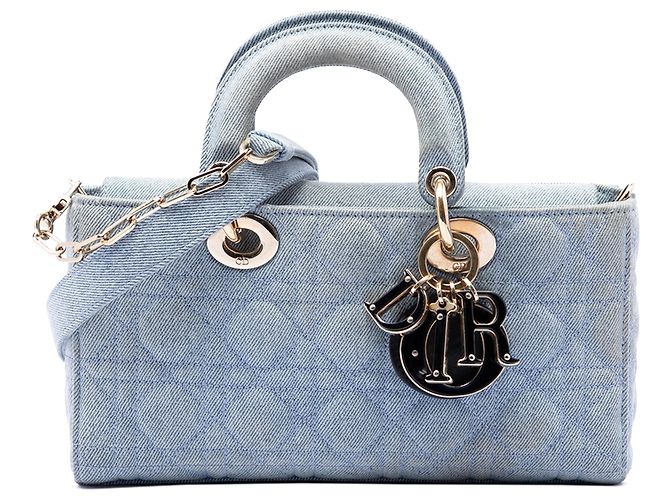 Dior Blue Medium Denim Cannage Lady D Joy