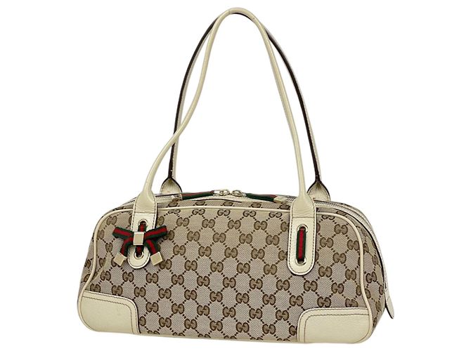 Bolsa de ombro Gucci em bege e branco