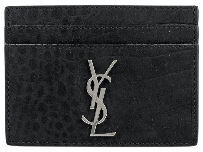 Autre Marque Saint Laurent Black Suede Card Case