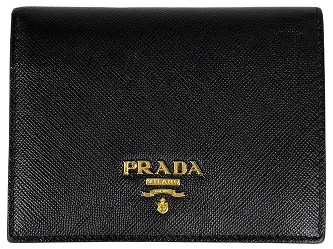 Prada Bi-Fold Wallet in Black Saffiano Leather