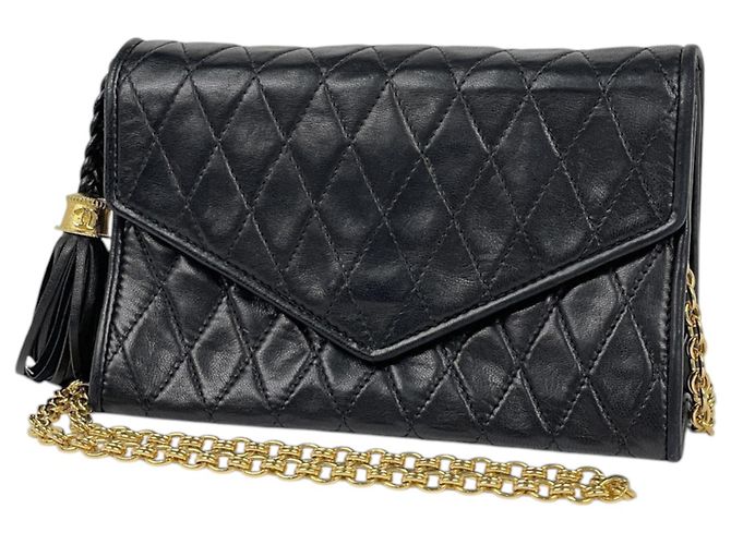 Borsa a tracolla Chanel in pelle nera