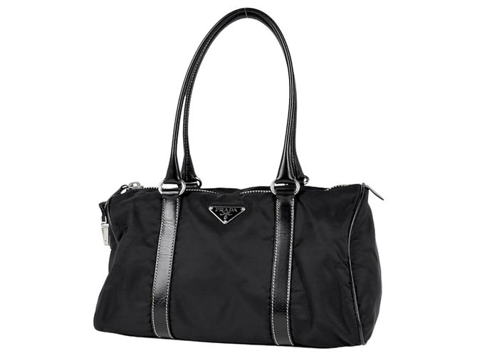 Sac à main Prada en nylon et cuir noir
