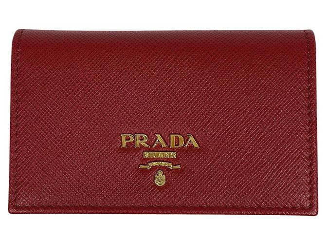 Prada Visitenkartenetui aus rotem Saffiano-Leder