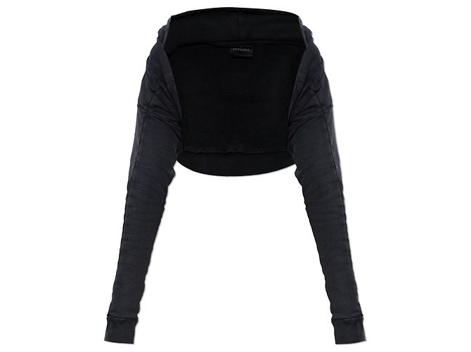 Balenciaga Short Hooded Sweatshirt Grau Baumwolle