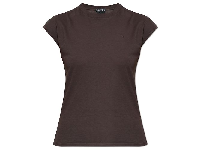 Camiseta de algodón marrón Tom Ford