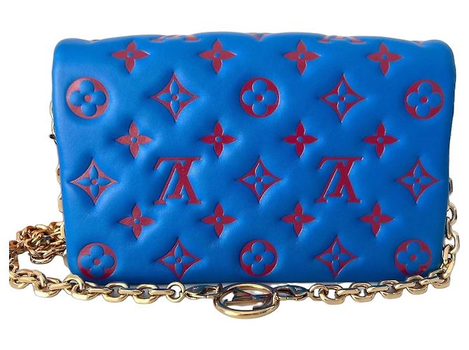 Metis Louis Vuitton Coussin Monogram Leder Handtasche Blau