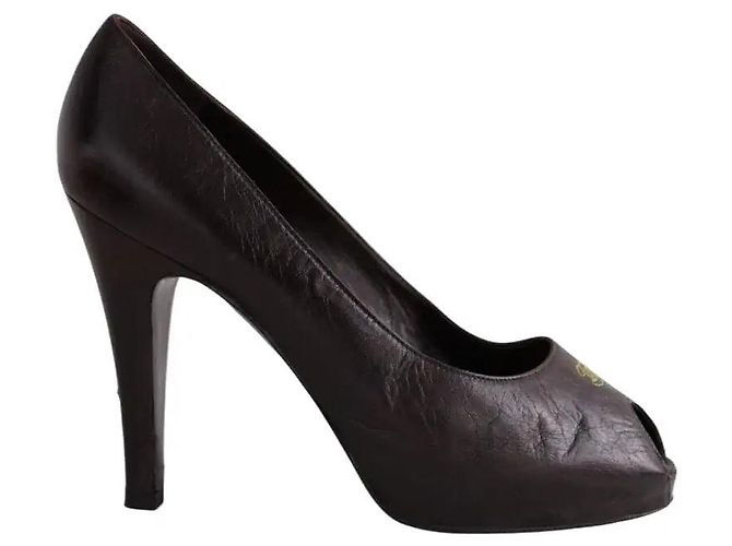 Chanel Brown Leather Heels Size 39
