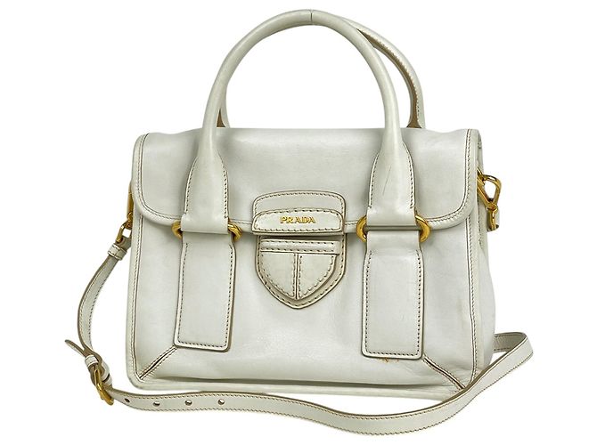 Sac à main Prada en cuir blanc