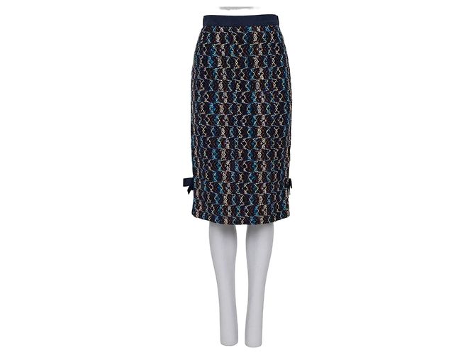 Louis Vuitton Blue Wool Midi Skirt  Sz.36 Pre-owned
