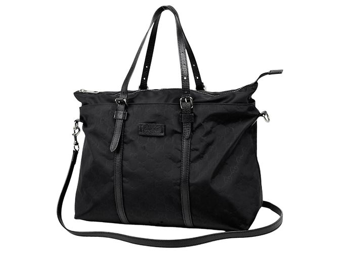 Borsa Tote Gucci in nylon nero e pelle