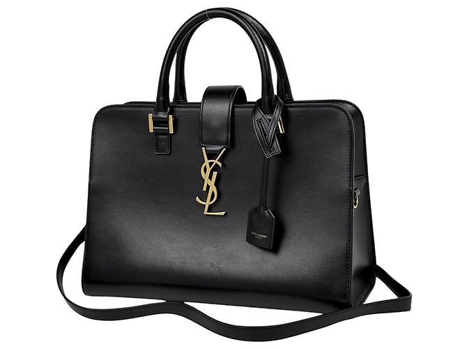 Autre Marque Borsa a mano in pelle nera Saint Laurent