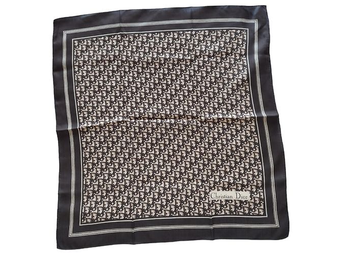 Lenço de seda Dior Monogram castanho e bege
