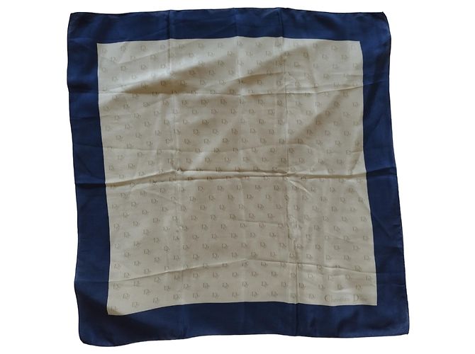 Foulard in seta monogram Christian Dior - Blu e Beige