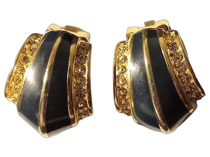 Christian Dior orecchini in oro e smalto blu
