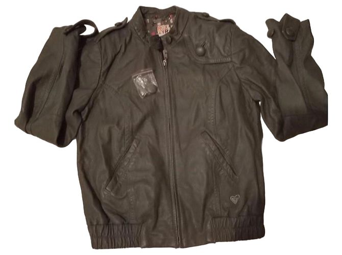 Autre Marque Roxy Graue Lammleder Bomberjacke
