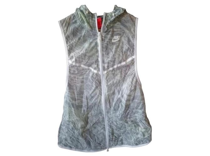 Nike Colete com Capuz em Nylon Estampado - Verde e Cinza