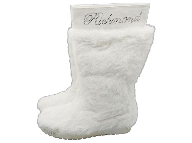 John Richmond Richmond Pelzstiefel Weiß