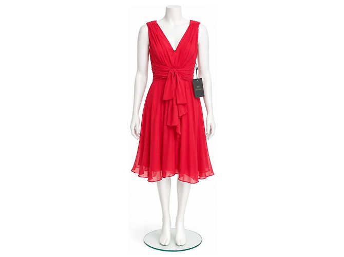 Vera Wang rotes Chiffon-Cocktailkleid