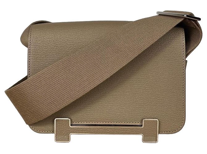 Hermès Mala de Ombro Geta Couro Grão Taupe