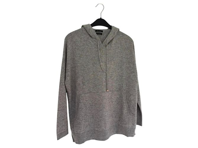 Massimo Dutti Pull à Capuche en Cachemire Gris