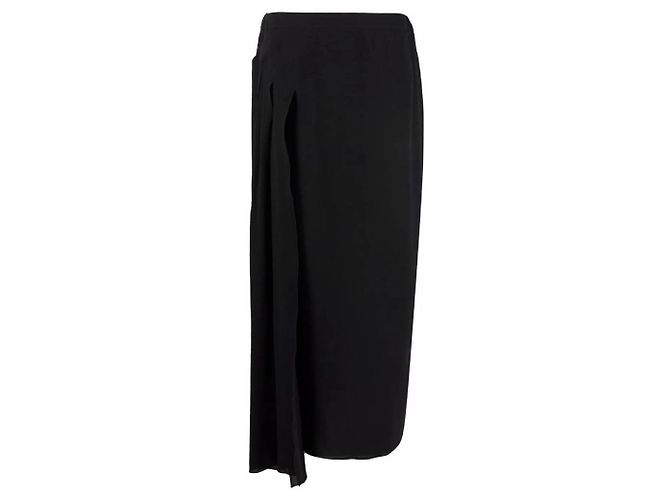 Autre Marque Falda larga de seda negra plisada Chanel