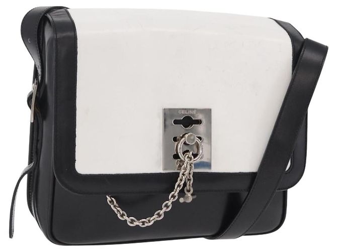 Céline CELINE Shoulder Bag Leather White Black Silver