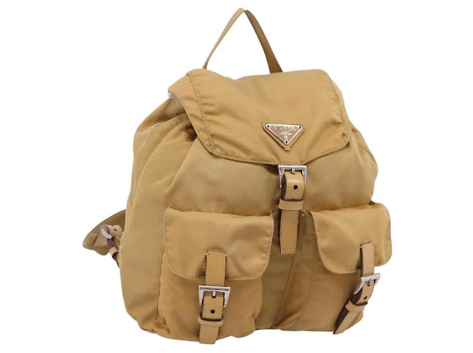 PRADA Backpack Nylon Brown Silver