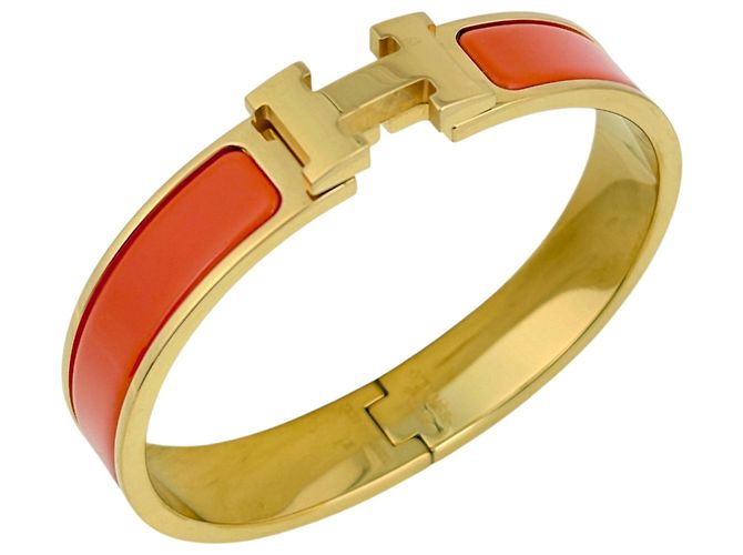 Bracelete Hermès Click H em Ouro e Laranja