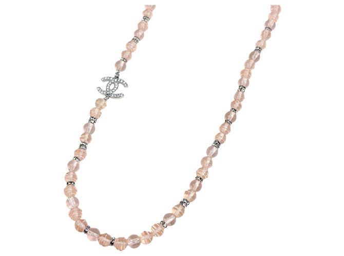 Collana Chanel in strass rosa e argento